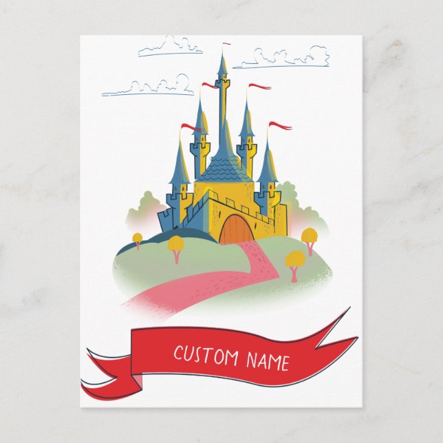 Postal Castillo de Fantasía con Texto Personalizado (Anverso)