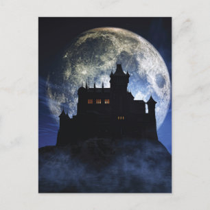 Postal Castillo de fantasía durante la noche