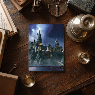 Postal Castillo de Harry Potter Hogwarts bajo la luz de