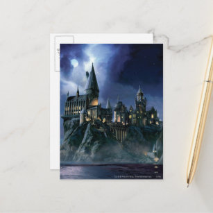 Postal Castillo de Harry Potter   Hogwarts iluminados por