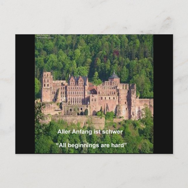 Postal Castillo de Heidelberg En Alemán y Refrán Alemán (Anverso)