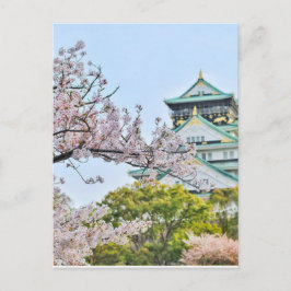 Postal Castillo de Himeji con flores de cerezo