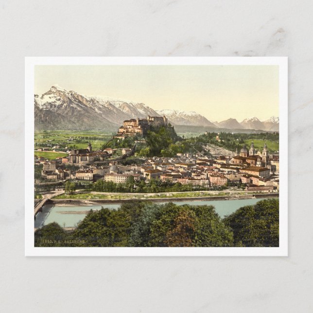 Postal Castillo de Hohensalzburg, Salzburgo, Austria (Anverso)