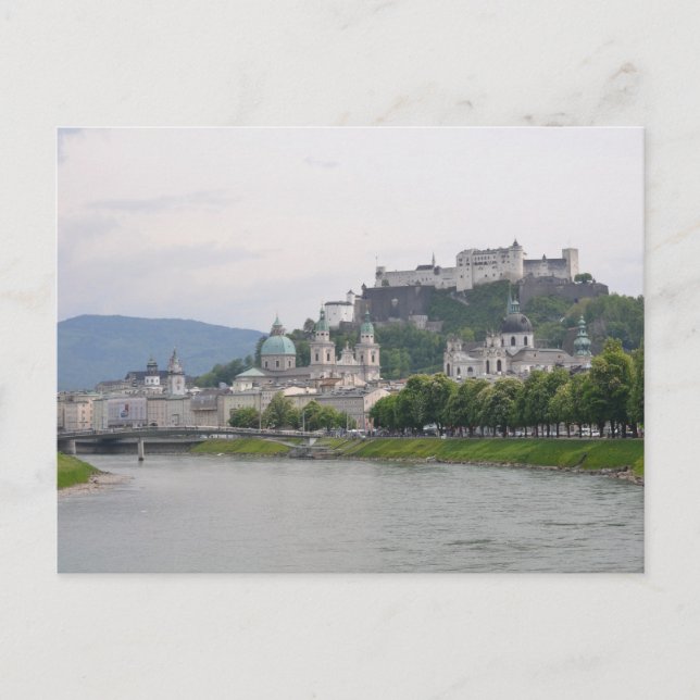 Postal Castillo de Hohensalzburg, Salzburgo, Austria (Anverso)