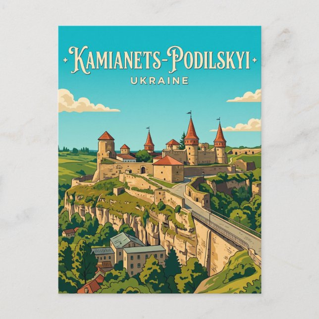 Postal Castillo de Kamianets-Podilskyi Ucrania (Anverso)