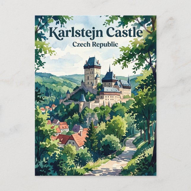 Postal Castillo de Karlštejn República Checa (Anverso)
