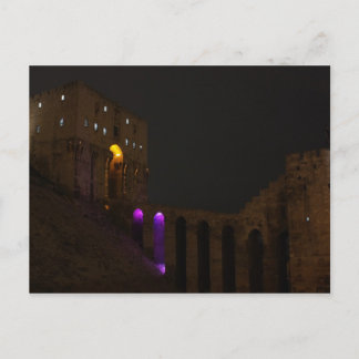 Postal Castillo de la ciudadela de Alepo por la noche - S