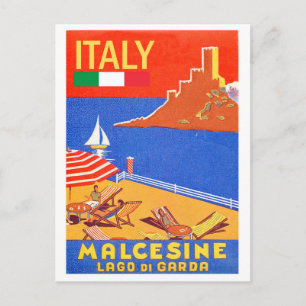 Postal castillo de Malcesine, Lago de Garda, Italia