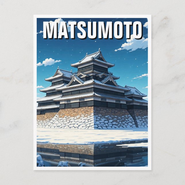 Postal Castillo de Matsumoto Invierno de Japón (Anverso)