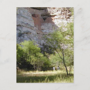 Postal Castillo de Montezuma Cliff Árboles de hierba indi