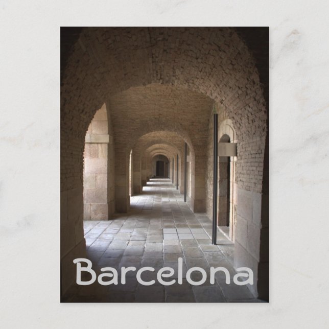 Postal Castillo de Montjuic, Barcelona (Anverso)