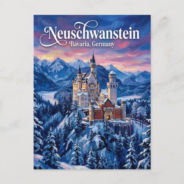Postal Castillo de Neuschwanstein Alemania (Anverso)
