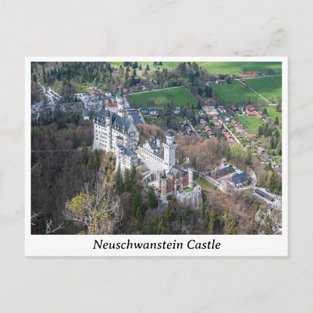 Postal Castillo de Neuschwanstein y Valle de los Alpes en (Anverso)