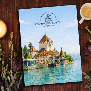 Postal Castillo de Oberhofen Lago Thun, Suiza   Recuerdo