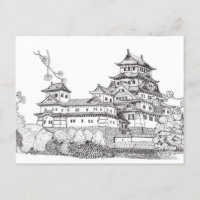 Castillo de Osaka Ilustracion blanco negro de Japó