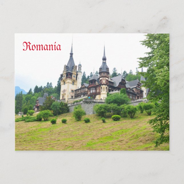 Postal Castillo de Peles en Sinaia, Rumania (Anverso)
