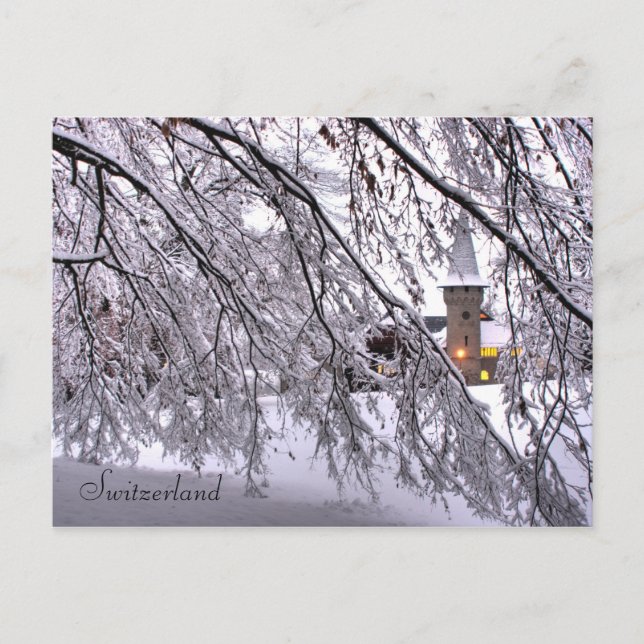 Postal Castillo De Postal, Árboles De Nieve En Suiza Luce (Anverso)