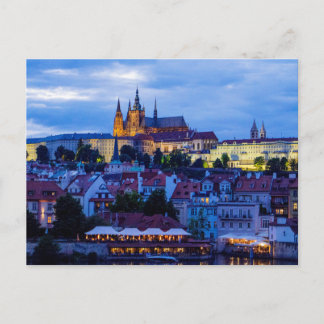 Postal Castillo de Praga al Atardecer, Praga, Chequia