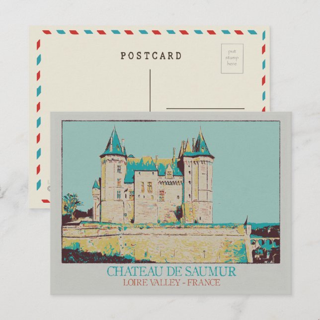 Postal Castillo de Saumur en el valle del Loira, Francia (Anverso / Reverso)
