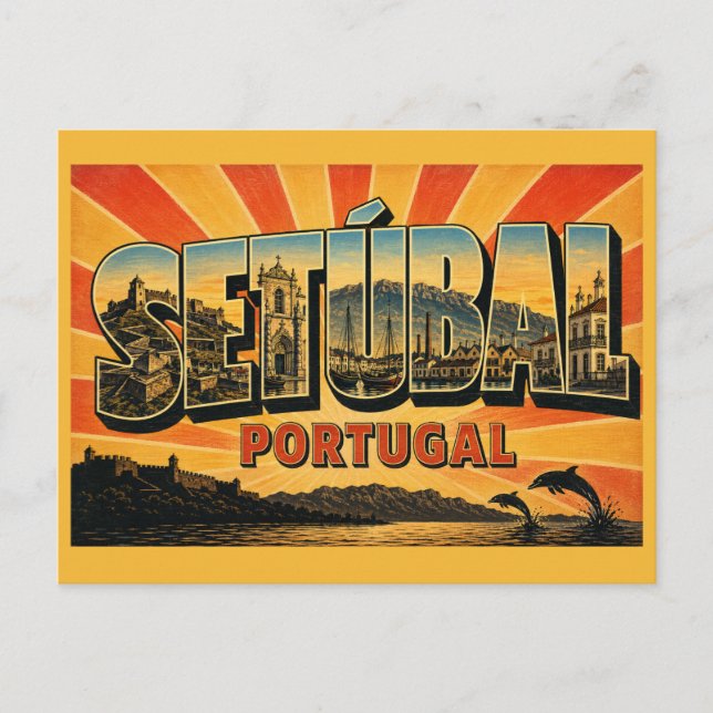 Postal Castillo de Setúbal Portugal (Anverso)