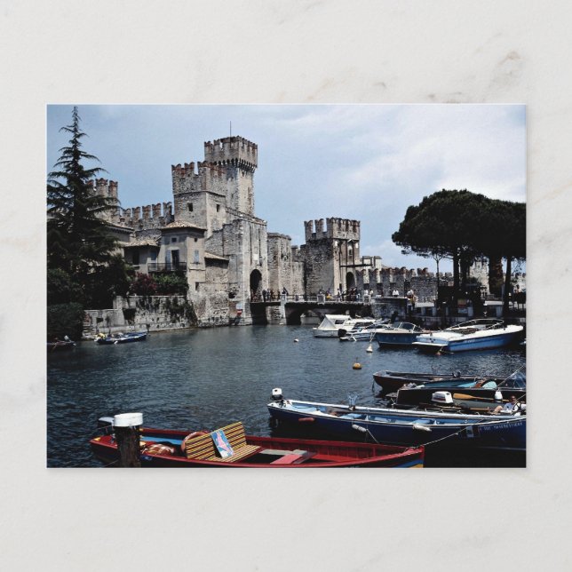 Postal Castillo de Sirmione, lado sur, lago de Garda, Ita (Anverso)