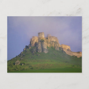 Postal Castillo de Spissky en niebla, Eslovaquia