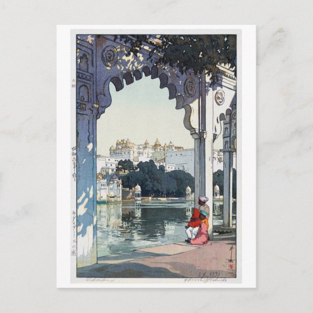 Postal Castillo de Udaipur, India, Hiroshi Yoshida (Anverso)