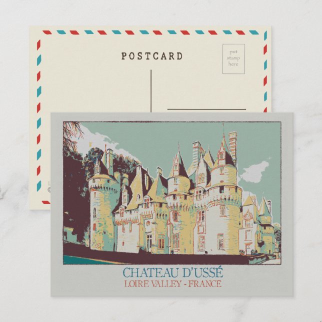 Postal Castillo de Ussé en el valle del Loira, Francia (Anverso / Reverso)
