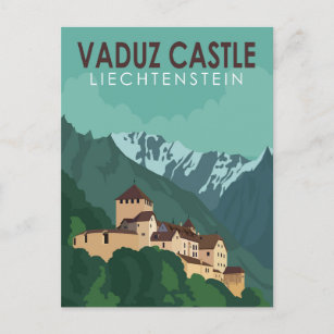 Postal Castillo de Vaduz Liechtenstein Viaje Arte de époc