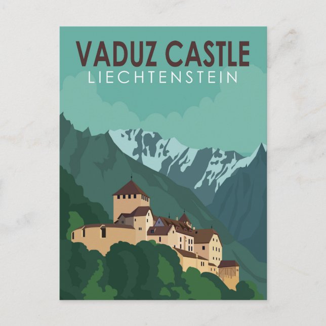Postal Castillo de Vaduz Liechtenstein Viaje Arte de époc (Anverso)