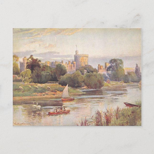 Postal Castillo de Windsor y Támesis del Río 1910 (Anverso)