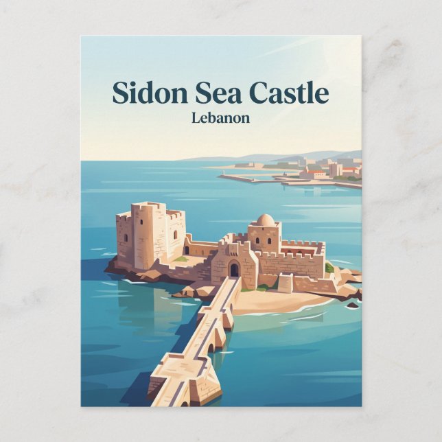 Postal Castillo del Mar de Sidón Líbano (Anverso)