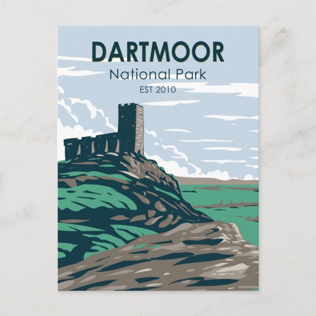 Postal Castillo del parque nacional Dartmoor Ruinas Ingla (Anverso)
