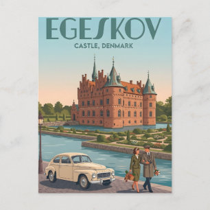 Postal Castillo Egeskov Dinamarca Cuento de Hadas Renacim