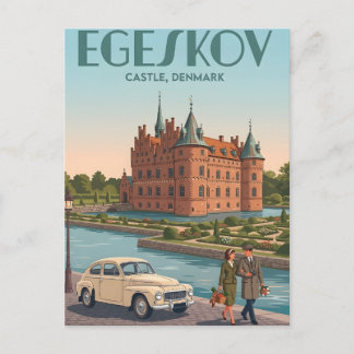 Postal Castillo Egeskov Dinamarca Cuento de Hadas Renacim