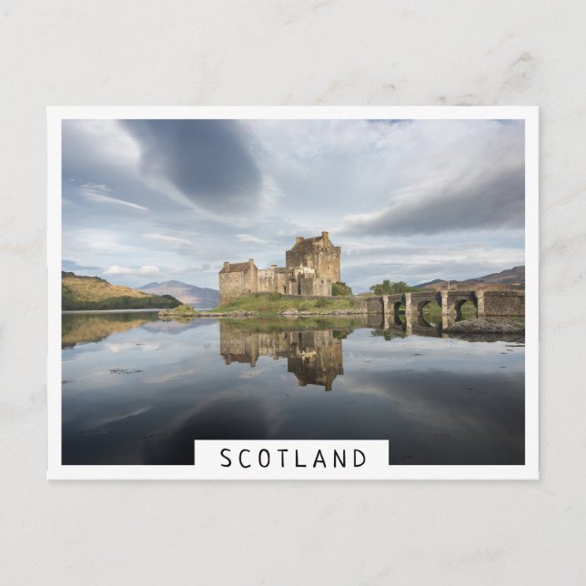 Postal Castillo Eilean Donan con reflexión en Escocia (Anverso)