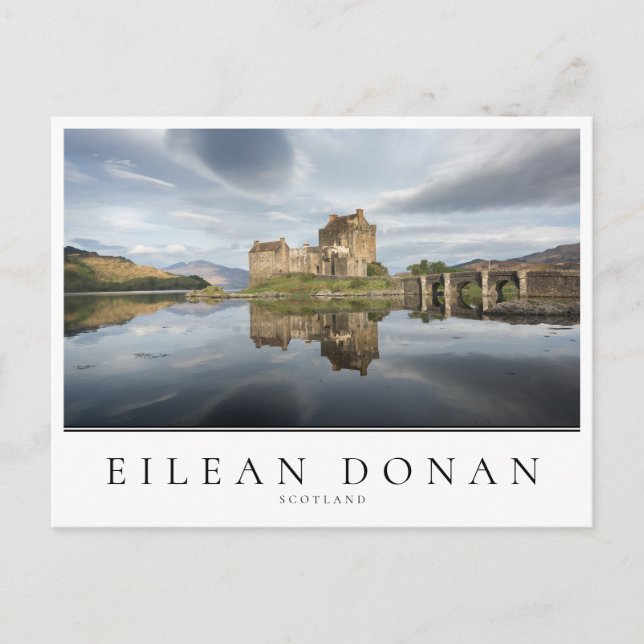 Postal Castillo Eilean Donan con reflexión en Escocia (Anverso)
