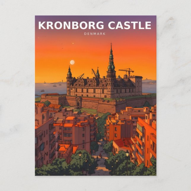 Postal Castillo Kronborg Dinamarca Fortaleza Hamlet Tarje (Anverso)