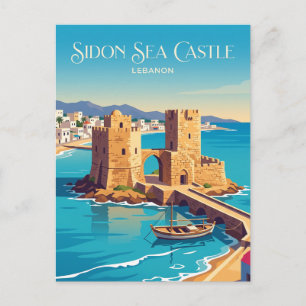 Postal Castillo Marino de Sidón Líbano
