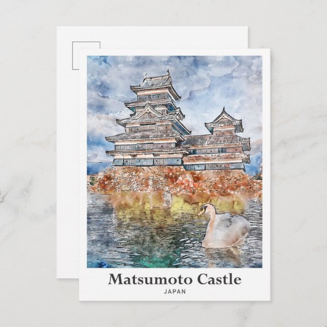 Postal Castillo Matsumoto Sketch de acuarela de viaje de  (Anverso / Reverso)