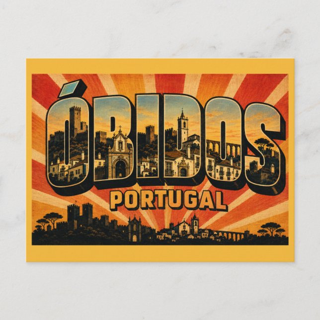 Postal Castillo Medieval de Óbidos Portugal (Anverso)