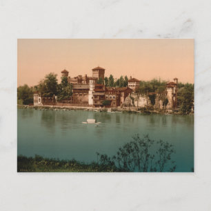 Postal Castillo medieval y Ciudad del Mercado, Turín, Ita