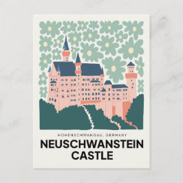Postal Castillo Neuschwanstein Alemania viajes arte flora