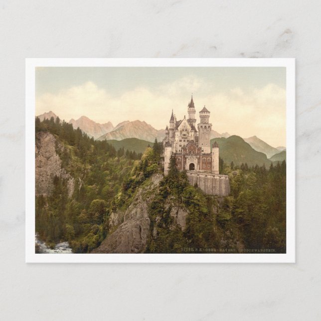 Postal Castillo Neuschwanstein, Baviera, Alemania (Anverso)