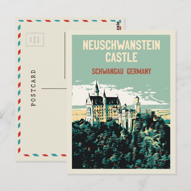 Postal Castillo Neuschwanstein en Schwangau, Alemania Pos (Anverso / Reverso)
