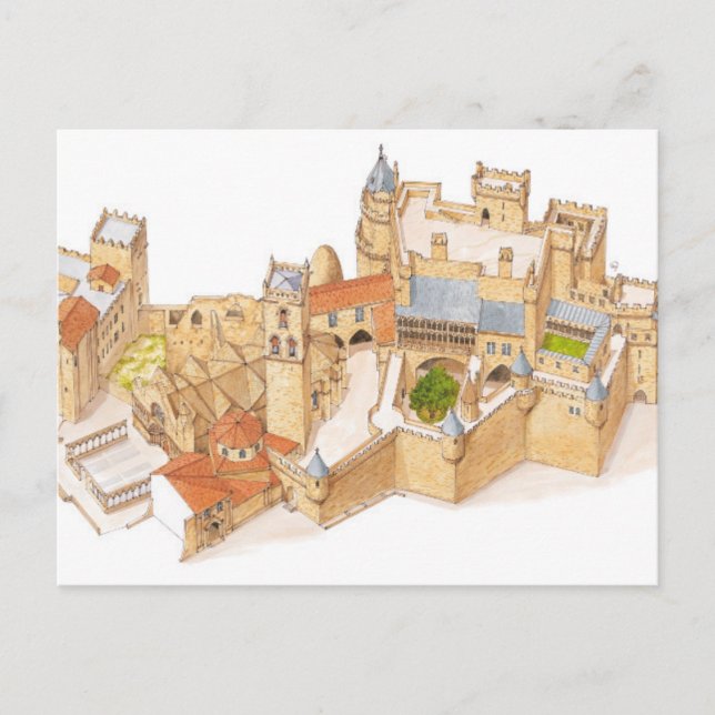 Postal Castillo Olite. Navarra (Anverso)