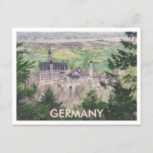 Postal Castillo Retro Neuschwanstein en Alemania