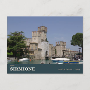 Postal Castillo Scaliger de Sirmione en el lago de Garda
