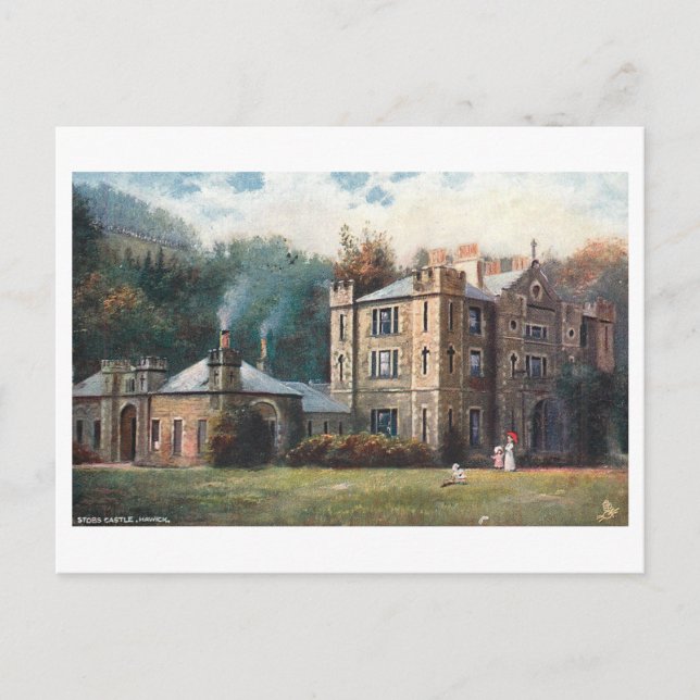 Postal Castillo Stobs antiguo, Hawick, Escocia (Anverso)