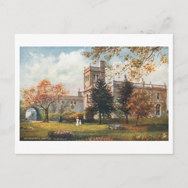 Postal Castillo Vintage Bryncaerau en Gales (Anverso)